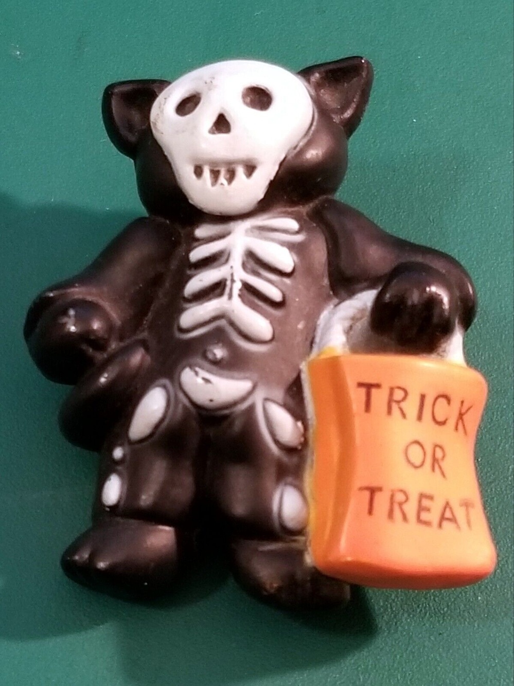 Vintage Halloween Pin Black Cat In Skeleton Costume Easter Unlimited Inc